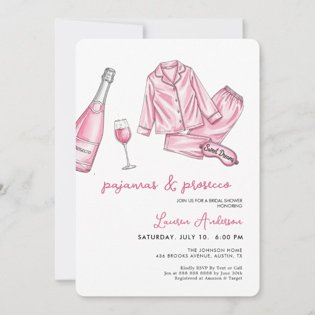 Invitation Joli pyjama et Fête des mariées du ministère publi (Devant)