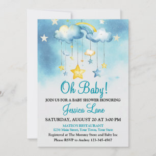 Invitation Joli Rainbow et Stars Boy Baby shower