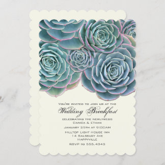 Invitation Joli Real Succulents Mariage Petit déjeuner