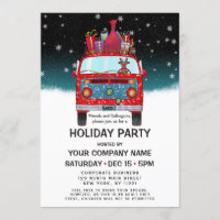 Joli Red Père Noël Van Reindeer Chien de vacances