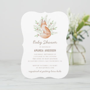 Invitation Joli renard. Baby shower neutre pour les animaux d