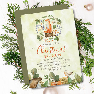 Invitation Joli renard boisé Noël Brunch aquarelle