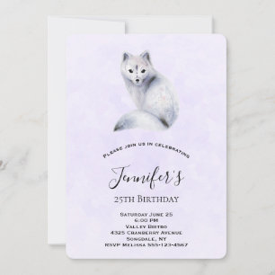 Invitation Joli renard nordique avec motifs floraux pour anni