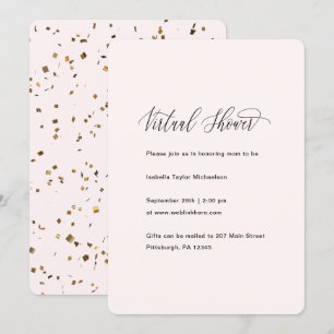 Invitation Joli rose avec Faux Gold Confetti Douche virtuelle