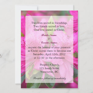 Invitation joli rose azalea fleurs Christian mariage invit