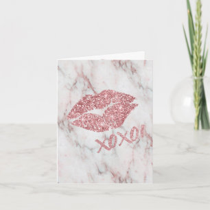 Invitation Joli Rose Faux Parties scintillant XOXO Kiss