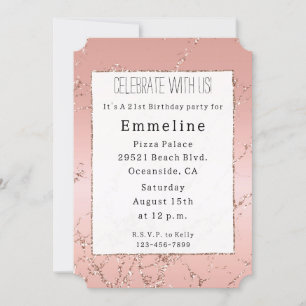 Invitation Joli Rose Gold Parties scintillant Streaks