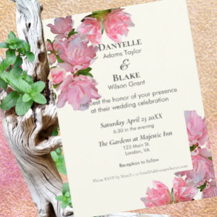 Invitation Joli rose ivoire Floral Moderne Mariage classique