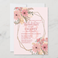 Joli rose Painted Fleurs Parties scintillant Cadre