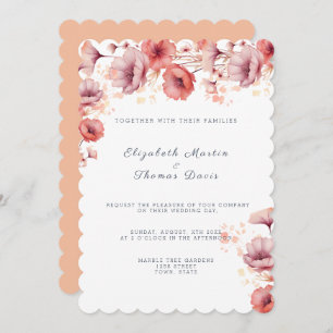 Invitation Joli rose, Peach Fuzz, Mariage Aquarelle