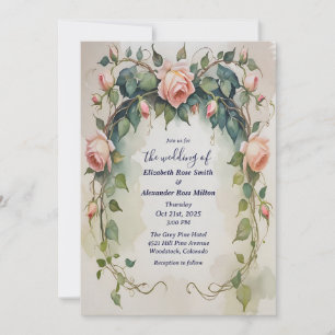 Invitation Joli rose rose rose rose rose mariage