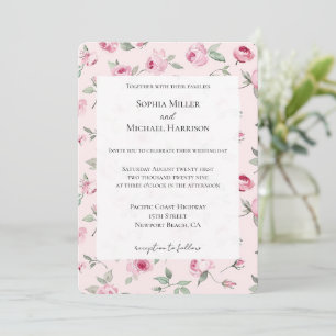 Invitation Joli rose Roses Mariage Floral