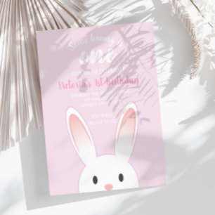 Invitation Joli Rose Un Petit Lapin Est Un Anniversaire