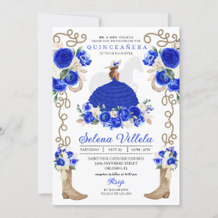 Invitation Joli Royal Blue Western Mariachi Quinceañera