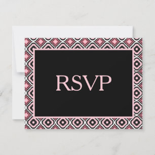 Invitation Joli RSVP Motif géométrique rose et noir