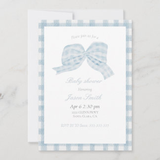 Invitation Joli ruban bleu baby shower
