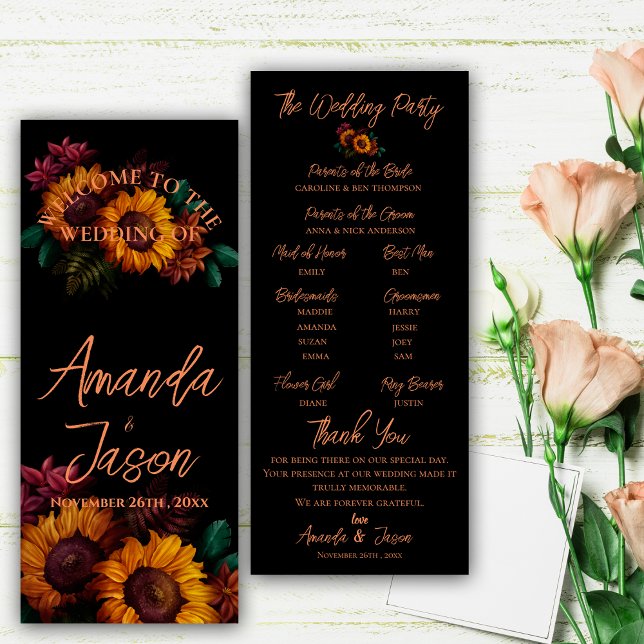 Invitation Joli Rustique Burnt Orange Floral Wedding Programm (Pretty Rustic Burnt Orange Floral Wedding Program)