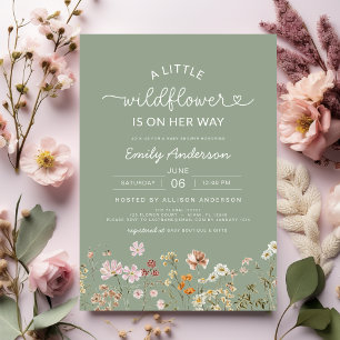 Invitation Joli Sage Green Un Baby shower Un Peu Fleur sauvag
