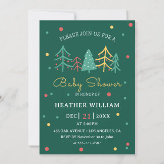 Invitation Joli sapin de Noël Baby shower garçon d'hiver