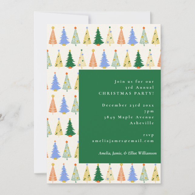 Invitation Joli sapin de Noël rouge vert fête de Noël (Devant)