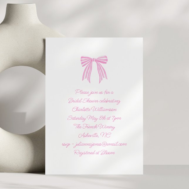 Invitation Joli scénario coquette arc rayure rose douche de m (Créateur téléchargé)