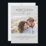Invitation Joli Script Élégant Photo superposition Mariage gr<br><div class="desc">Romantique moderne et minimaliste invitation photo mariage</div>