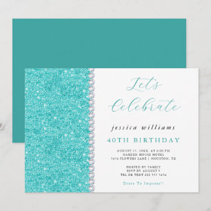 Invitation Joli Séquins et Diamants Étincelants Anniversaire 