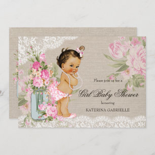Invitation Joli Shabby Chic Lace Baby shower Floral