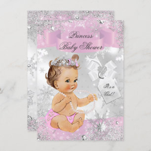 Invitation Joli Snowflake Princess Baby shower rose Invitatio