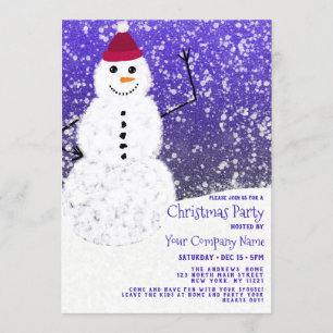 Invitation Joli Snowman blanc neige entreprise Noël