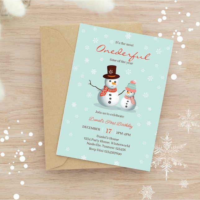 Invitation Joli Snowman Hiver Onederland Anniversaire (Créateur téléchargé)