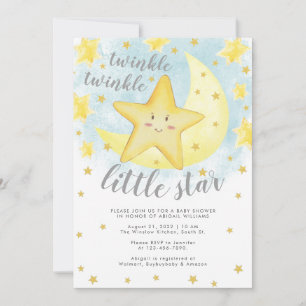 Invitation Joli sourire Gold Twinkle Little Star Baby shower