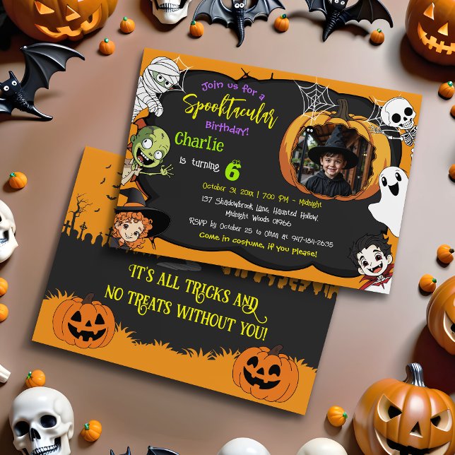 Invitation Joli Spooktacular Halloween Monster Photo Annivers (Créateur téléchargé)