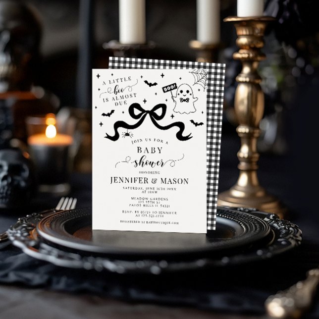 Invitation Joli Stylish Petit Boo Ghost Bow Baby Boy Douche (Créateur téléchargé)