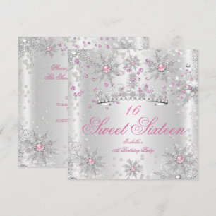 Invitation Joli Sweet 16 Rose Blanc Hiver Merveilleux