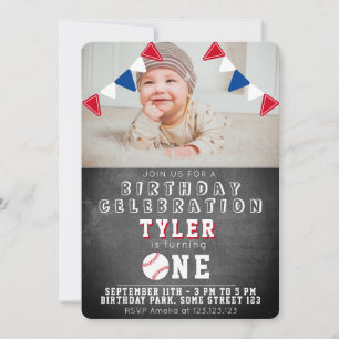Invitation Joli tableau de baseball pour enfants Photo 1er an