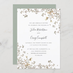 Invitation Joli Tiny Green feuilles mariage Whimsical