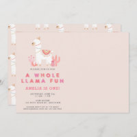 Joli tout Llama amusant rose premier anniversaire