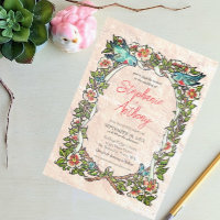 Joli Vintage rose Floral Bluebird Mariage frontièr
