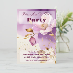 Invitation Joli violet or Floral