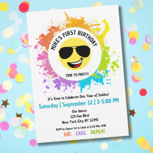 Invitation Joli visage heureux, lunettes d'aviateur, premier