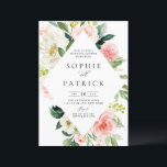 Invitation Joli Wedding shower de charpente de fleurs de prin<br><div class="desc">Famille d'Invitations et amis à votre événement avec cette invitation wedding shower personnalisable. Il présente un cadre floral diamant aquarelle de pivoines roses et blanches, roses et marguerites aux accents de verdure. Personnalisez cette invitation à wedding shower floral en ajoutant vos propres détails d'événement. Cette invitation à la wedding shower...</div>