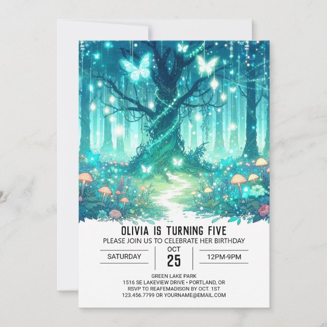 Invitation Joli Woodland moderne Digital Anniversaire (Devant)