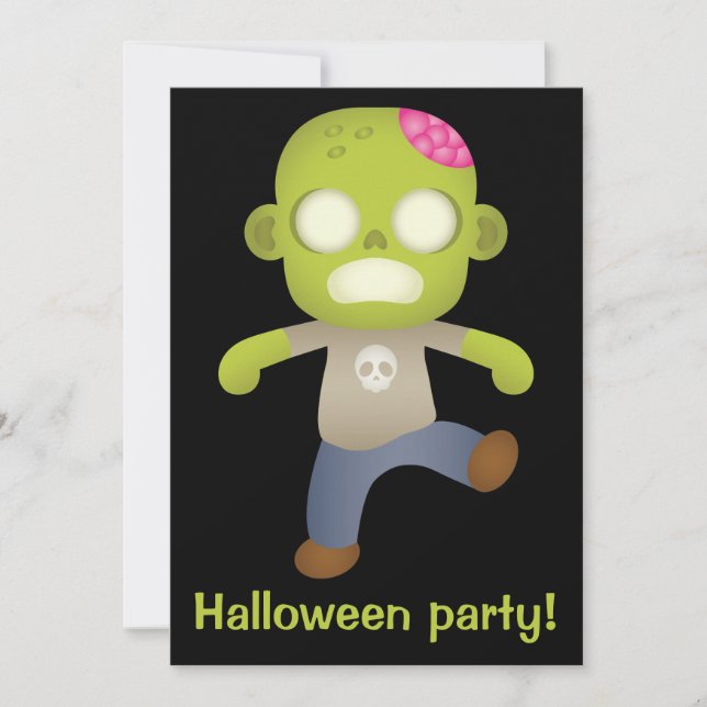 Invitation Joli zombie de dessin animé (Devant)