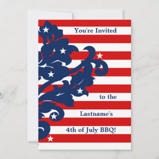 Invitation Jolie 4 juillet damask party