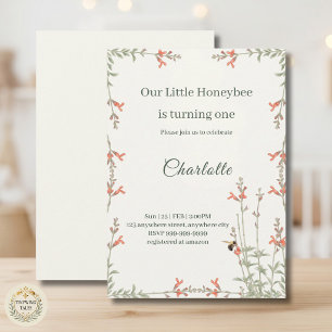 Invitation Jolie abeille Fillettes Fleur des champs Premier A