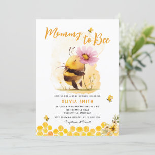 Invitation Jolie Abeille Jaune Fête Mère À Être Baby shower