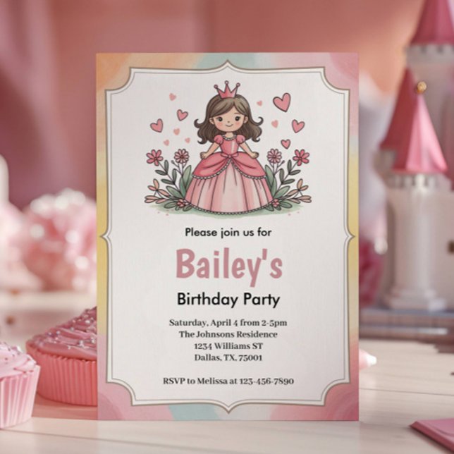 Invitation Jolie Anniversaire Princesse de Conte de Fées (Créateur téléchargé)