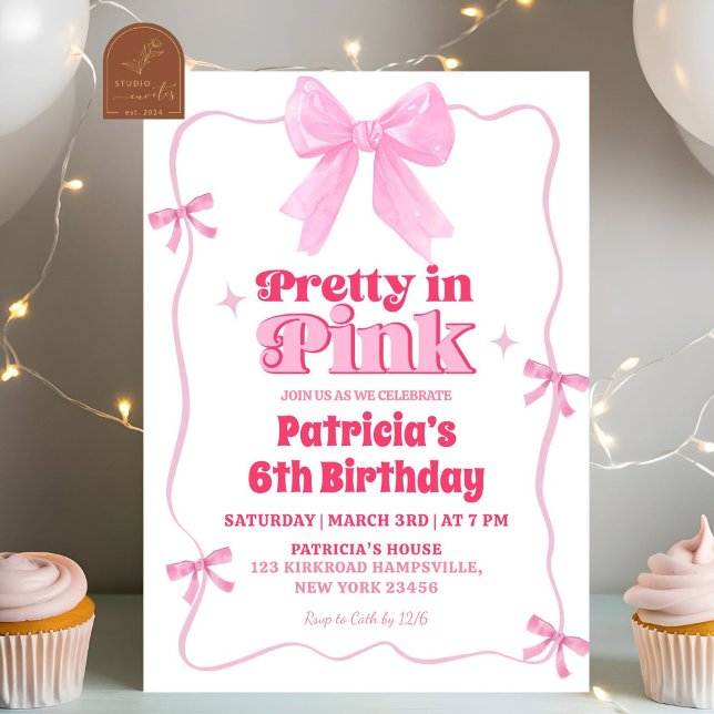 Invitation Jolie Anniversaire Rose (Créateur téléchargé)