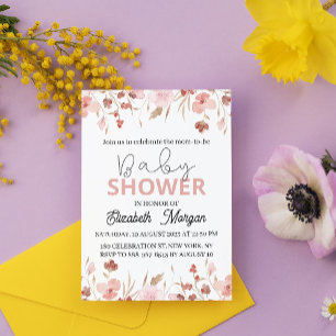 Invitation Jolie aquarelle avec Fleurs Baby shower de jardin